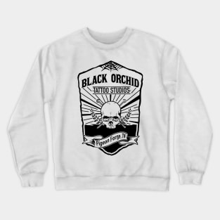 Black orchid skull logo black Crewneck Sweatshirt